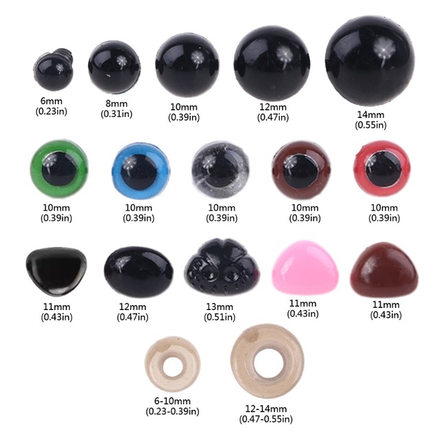 50pcs/set Pink/Black/Brown/Colorful Triangle Nose Round Safety Eyes with  Washers for Bear Puppet Dolls Toys Accessories - AliExpress